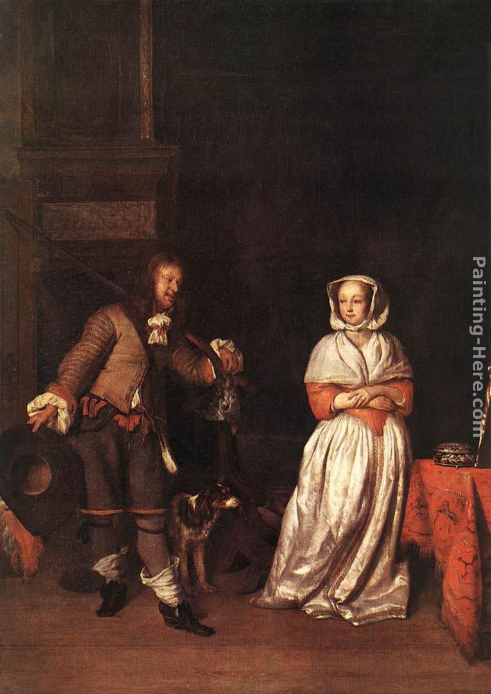 The Hunter and a Woman painting - Gabriel Metsu The Hunter and a Woman art painting